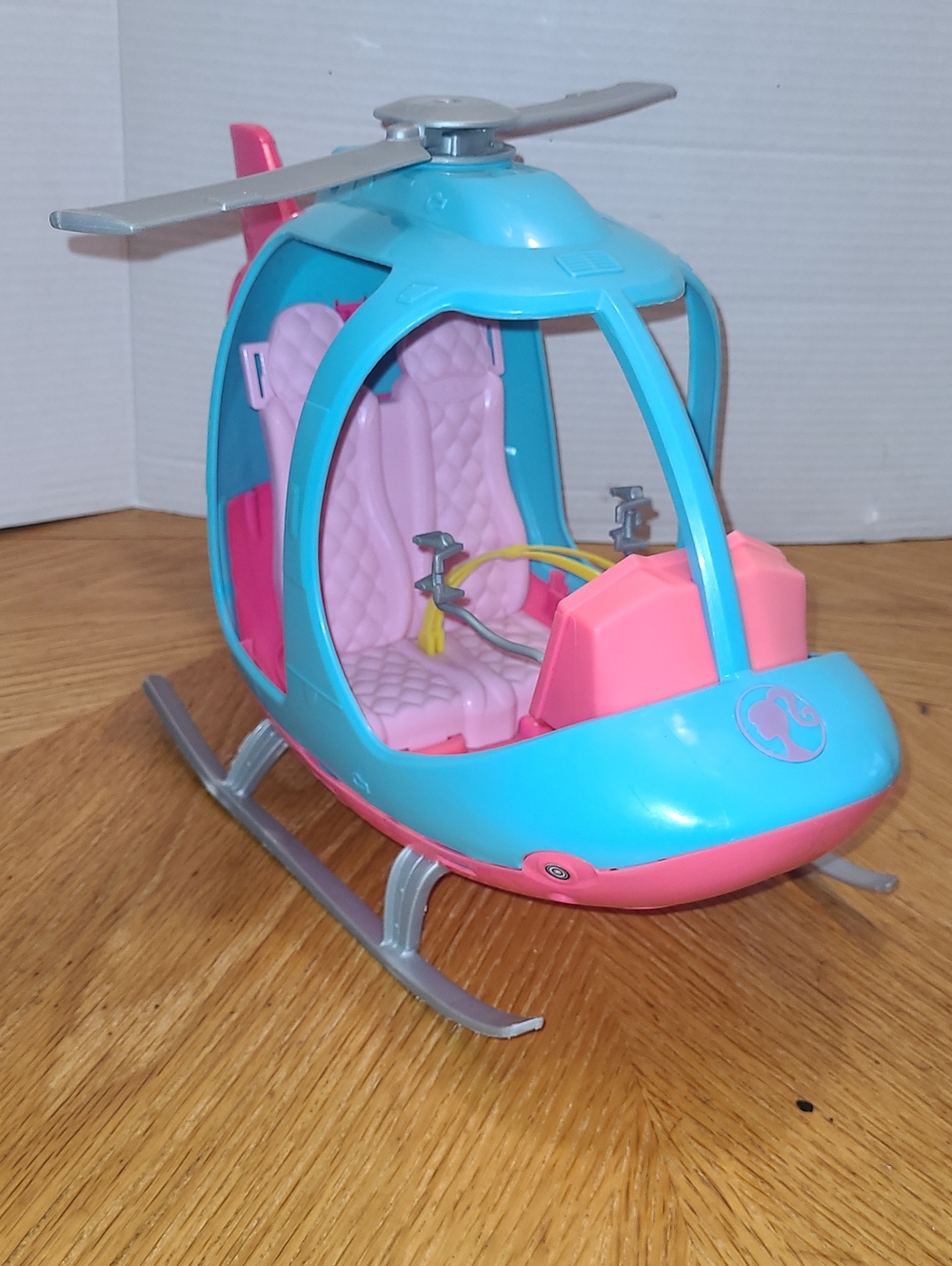 Beautiful Barbie Pink And Blue Helicopter Complete